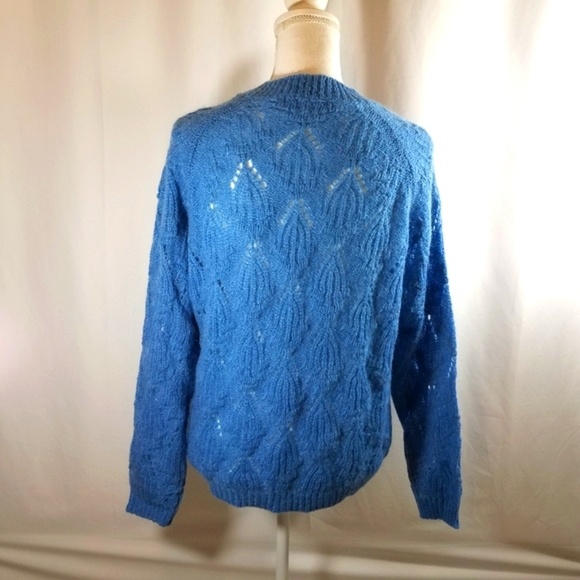 Elsamanda Pointelle Made in Italy Blue Sweater L - Picture 4 of 15